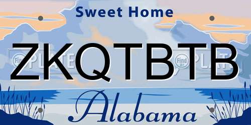 ZKQTBTB Alabama License Plate