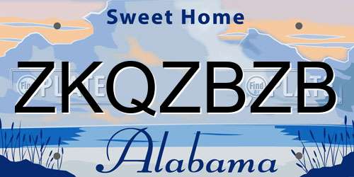 ZKQZBZB Alabama License Plate