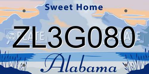 ZL3G080 Alabama License Plate