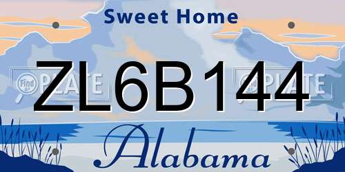 ZL6B144 Alabama License Plate