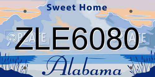 ZLE6080 Alabama License Plate