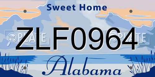 ZLF0964 Alabama License Plate