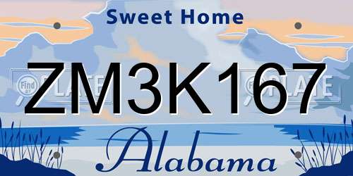ZM3K167 Alabama License Plate