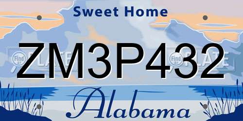 ZM3P432 Alabama License Plate