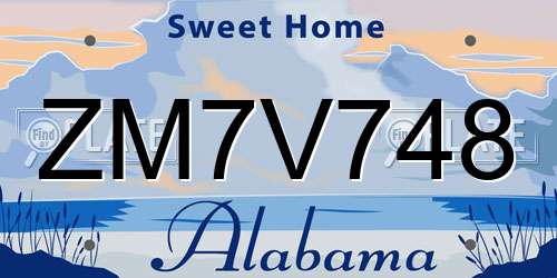 ZM7V748 Alabama License Plate
