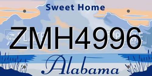 ZMH4996 Alabama License Plate