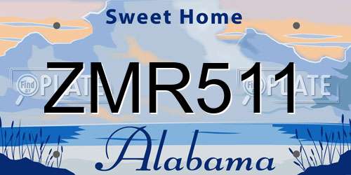 ZMR511 Alabama License Plate