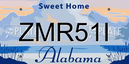 ZMR51I Alabama License Plate