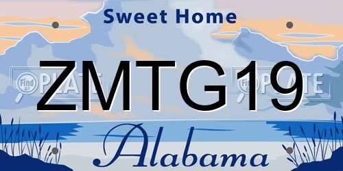 ZMTG19 Alabama License Plate