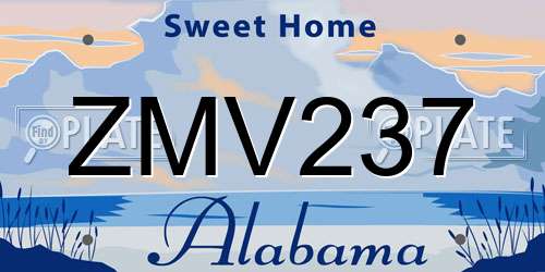 ZMV237 Alabama License Plate