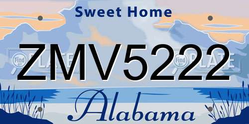 ZMV5222 Alabama License Plate
