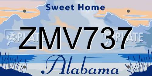 ZMV737 Alabama License Plate