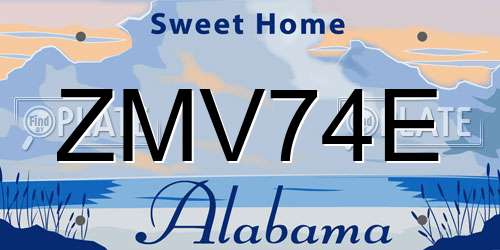 ZMV74E Alabama License Plate