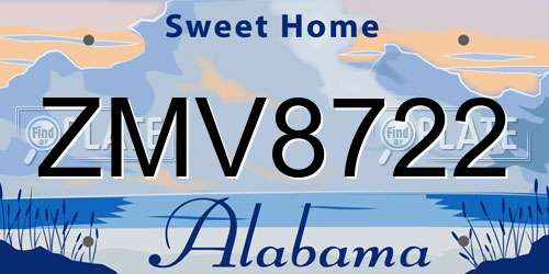 ZMV8722 Alabama License Plate