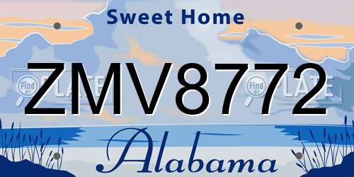 ZMV8772 Alabama License Plate