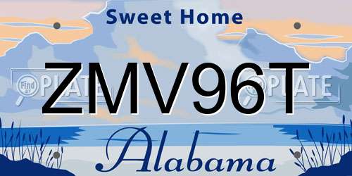 ZMV96T Alabama License Plate