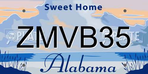 ZMVB35 Alabama License Plate