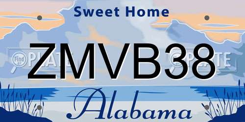 ZMVB38 Alabama License Plate