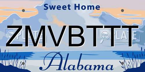 ZMVBTTT Alabama License Plate