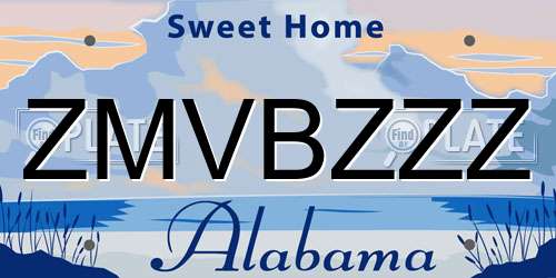 ZMVBZZZ Alabama License Plate