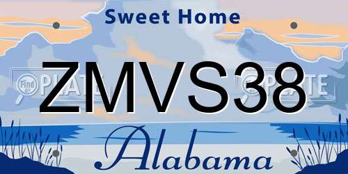 ZMVS38 Alabama License Plate