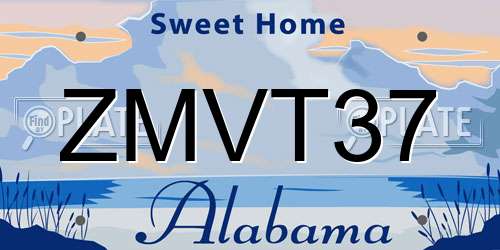 ZMVT37 Alabama License Plate