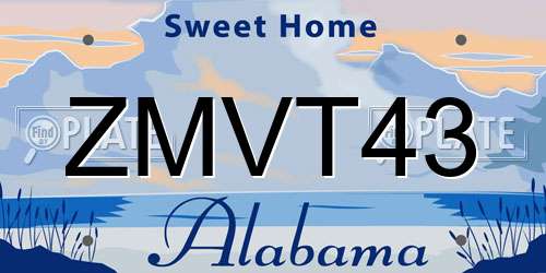 ZMVT43 Alabama License Plate