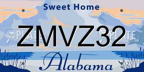 ZMVZ32 Alabama License Plate