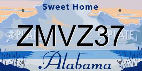 ZMVZ37 Alabama License Plate