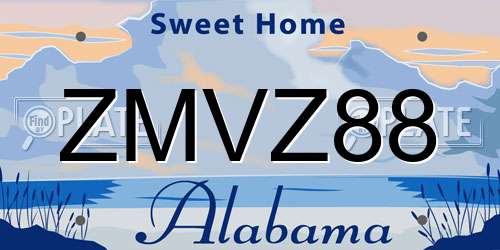 ZMVZ88 Alabama License Plate