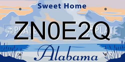 ZN0E2Q Alabama License Plate