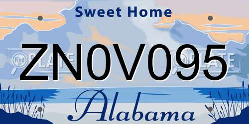 ZN0V095 Alabama License Plate