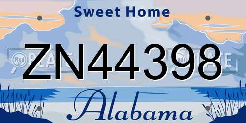 ZN44398 Alabama License Plate