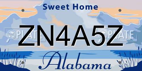 ZN4A5Z Alabama License Plate