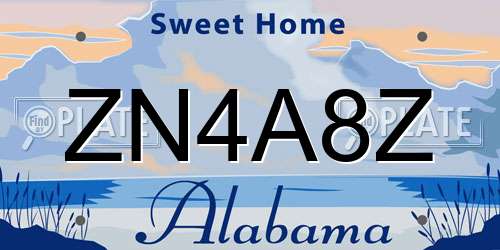 ZN4A8Z Alabama License Plate