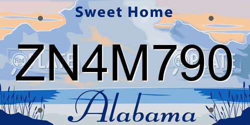 ZN4M790 Alabama License Plate