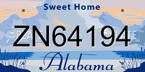 ZN64194 Alabama License Plate