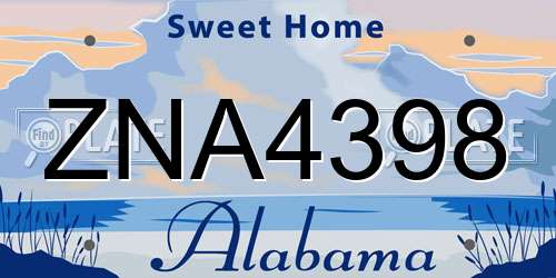 ZNA4398 Alabama License Plate