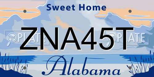 ZNA45T Alabama License Plate