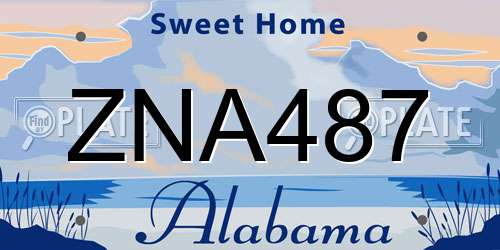 ZNA487 Alabama License Plate