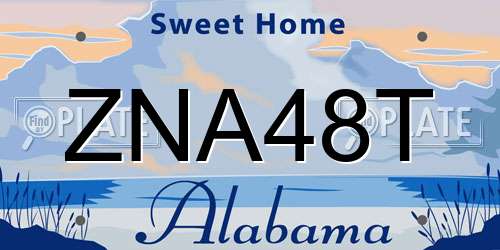 ZNA48T Alabama License Plate