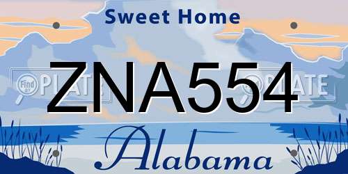 ZNA554 Alabama License Plate