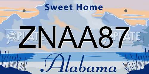 ZNAA87 Alabama License Plate
