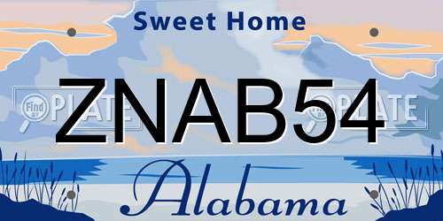 ZNAB54 Alabama License Plate