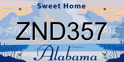 ZND357 Alabama License Plate
