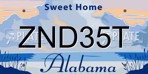 ZND35T Alabama License Plate