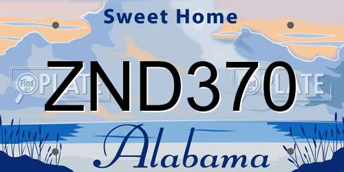 ZND370 Alabama License Plate