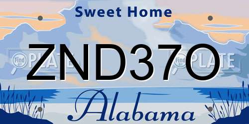 ZND37O Alabama License Plate