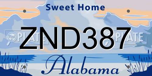 ZND387 Alabama License Plate