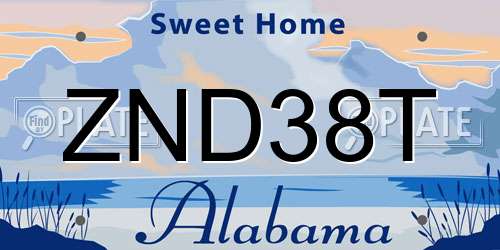 ZND38T Alabama License Plate